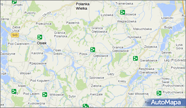 mapa Głębowice gmina Osiek, Głębowice gmina Osiek na mapie Targeo