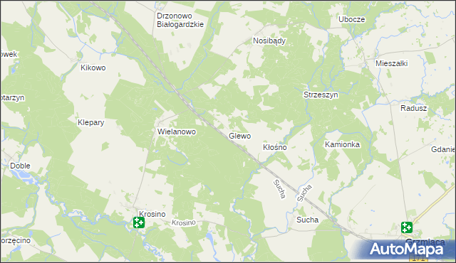 mapa Glewo gmina Grzmiąca, Glewo gmina Grzmiąca na mapie Targeo