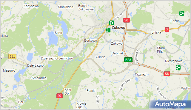 mapa Glincz, Glincz na mapie Targeo