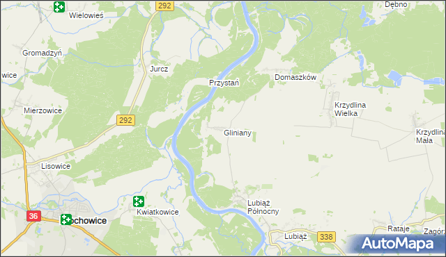 mapa Gliniany gmina Wołów, Gliniany gmina Wołów na mapie Targeo