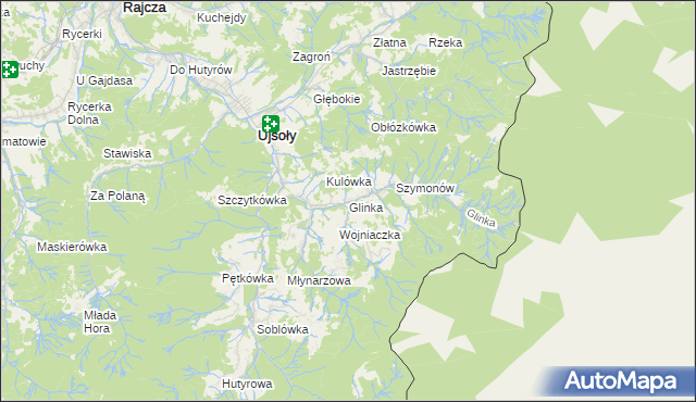 mapa Glinka gmina Ujsoły, Glinka gmina Ujsoły na mapie Targeo