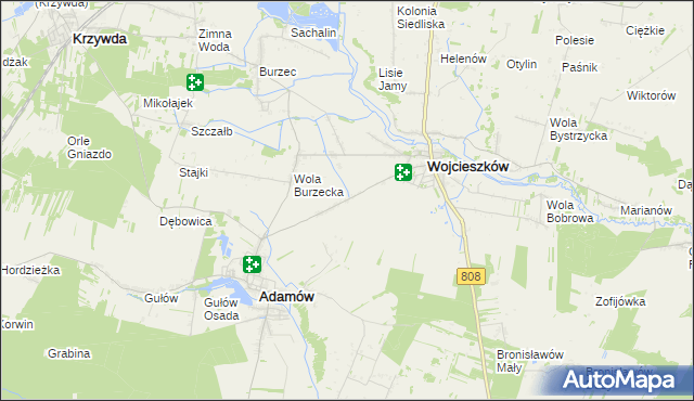 mapa Glinne gmina Wojcieszków, Glinne gmina Wojcieszków na mapie Targeo