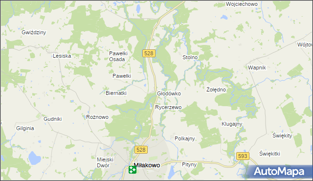 mapa Głodówko, Głodówko na mapie Targeo