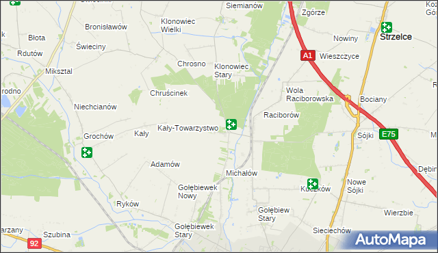 mapa Głogowiec gmina Kutno, Głogowiec gmina Kutno na mapie Targeo