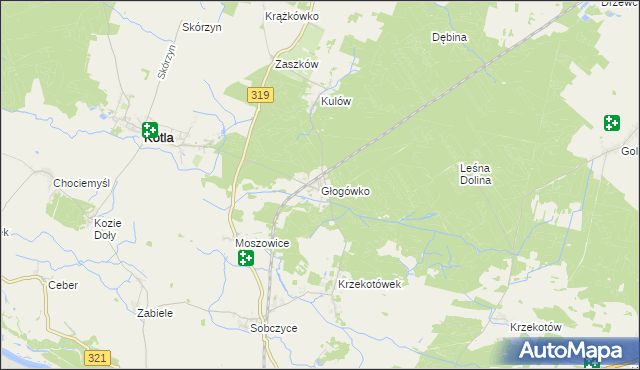 mapa Głogówko gmina Kotla, Głogówko gmina Kotla na mapie Targeo