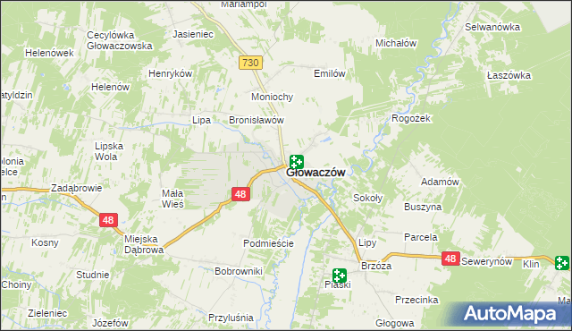 mapa Głowaczów, Głowaczów na mapie Targeo