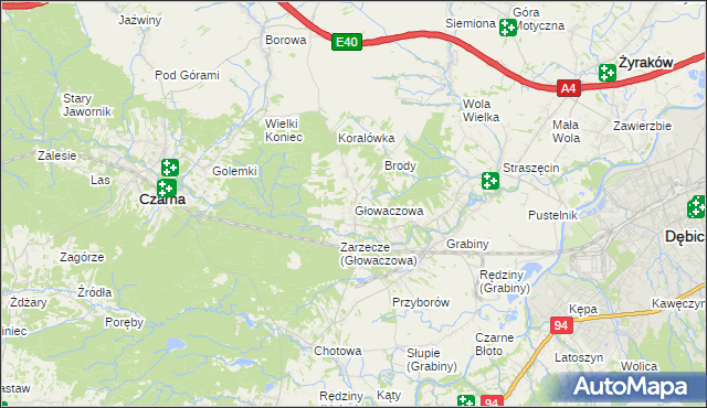 mapa Głowaczowa, Głowaczowa na mapie Targeo