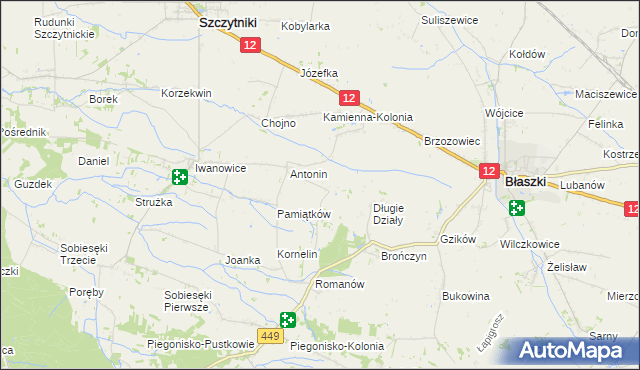 mapa Główczyn gmina Szczytniki, Główczyn gmina Szczytniki na mapie Targeo