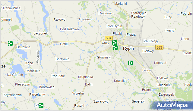 mapa Głowińsk, Głowińsk na mapie Targeo