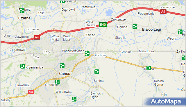 mapa Głuchów gmina Łańcut, Głuchów gmina Łańcut na mapie Targeo