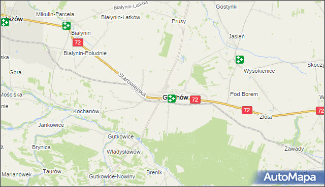 mapa Głuchów powiat skierniewicki, Głuchów powiat skierniewicki na mapie Targeo