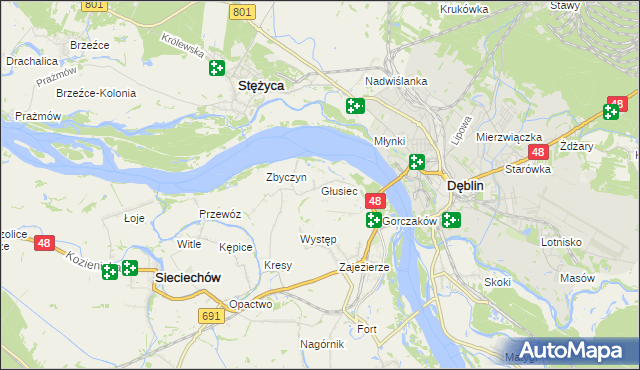 mapa Głusiec, Głusiec na mapie Targeo