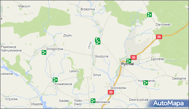 mapa Głuszyna gmina Namysłów, Głuszyna gmina Namysłów na mapie Targeo