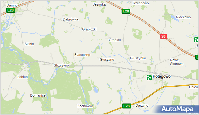 mapa Głuszyno, Głuszyno na mapie Targeo