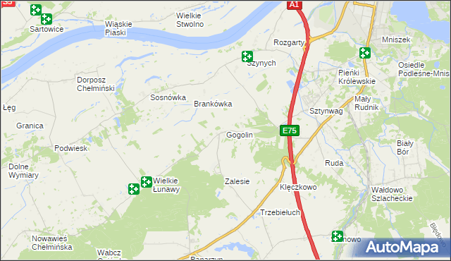 mapa Gogolin gmina Grudziądz, Gogolin gmina Grudziądz na mapie Targeo