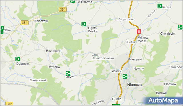 mapa Gola Dzierżoniowska, Gola Dzierżoniowska na mapie Targeo