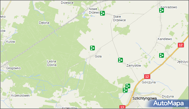 mapa Gola gmina Szlichtyngowa, Gola gmina Szlichtyngowa na mapie Targeo