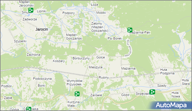 mapa Golce gmina Jarocin, Golce gmina Jarocin na mapie Targeo