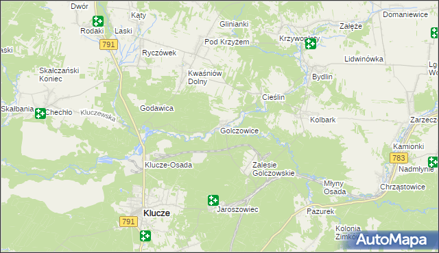 mapa Golczowice gmina Klucze, Golczowice gmina Klucze na mapie Targeo