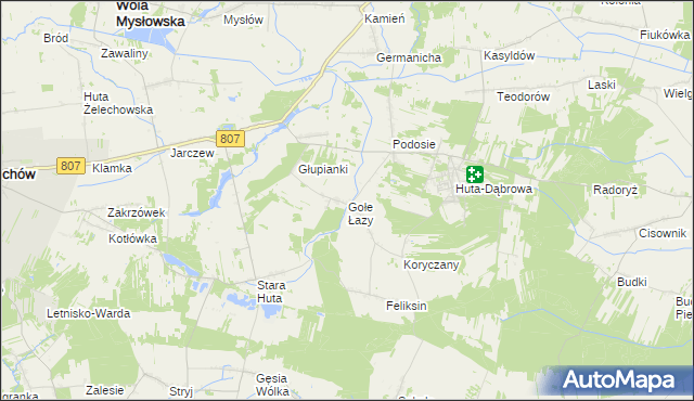 mapa Gołe Łazy, Gołe Łazy na mapie Targeo