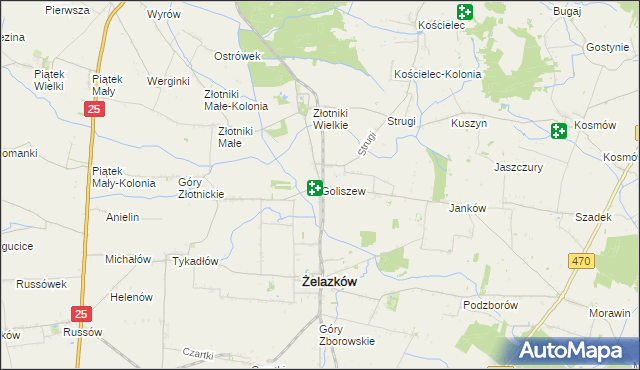 mapa Goliszew gmina Żelazków, Goliszew gmina Żelazków na mapie Targeo