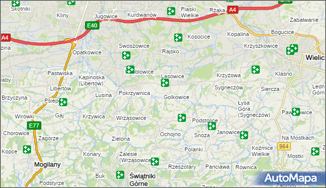 mapa Golkowice, Golkowice na mapie Targeo