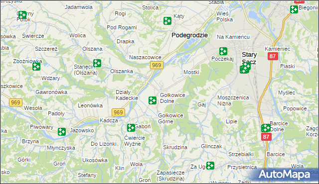 mapa Gołkowice Dolne, Gołkowice Dolne na mapie Targeo