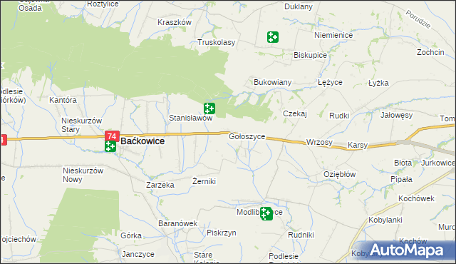 mapa Gołoszyce, Gołoszyce na mapie Targeo