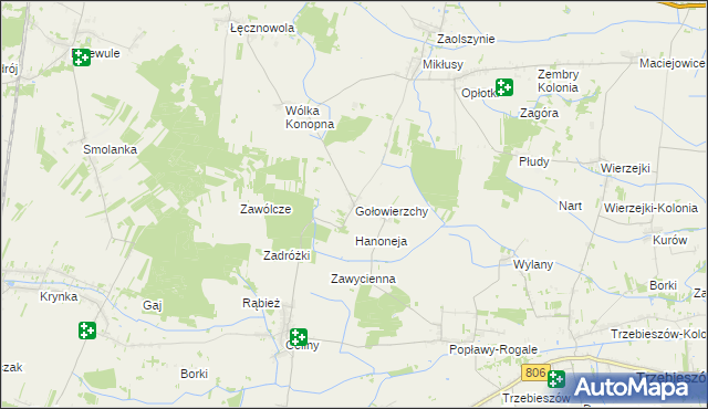 mapa Gołowierzchy, Gołowierzchy na mapie Targeo