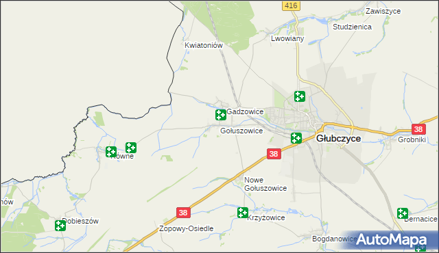 mapa Gołuszowice, Gołuszowice na mapie Targeo