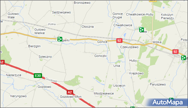 mapa Goniczki, Goniczki na mapie Targeo