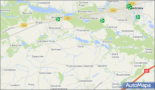 mapa Góra gmina Pobiedziska, Góra gmina Pobiedziska na mapie Targeo