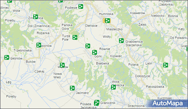 mapa Górki gmina Brzozów, Górki gmina Brzozów na mapie Targeo