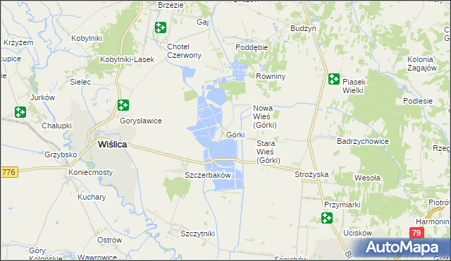 mapa Górki gmina Wiślica, Górki gmina Wiślica na mapie Targeo