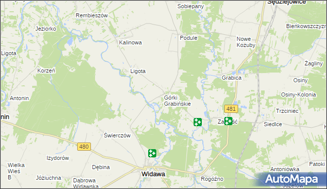 mapa Górki Grabińskie, Górki Grabińskie na mapie Targeo