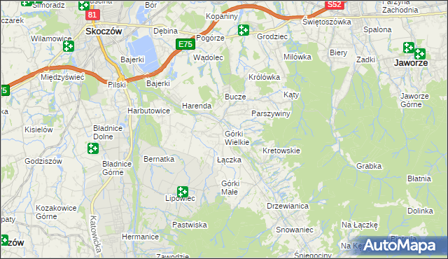 mapa Górki Wielkie, Górki Wielkie na mapie Targeo