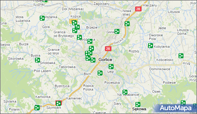 mapa Gorlic, Gorlice na mapie Targeo