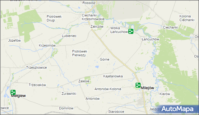 mapa Górne gmina Milejów, Górne gmina Milejów na mapie Targeo