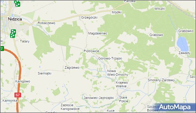 mapa Górowo-Trząski, Górowo-Trząski na mapie Targeo