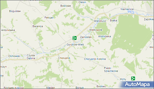 mapa Góry gmina Gorzków, Góry gmina Gorzków na mapie Targeo