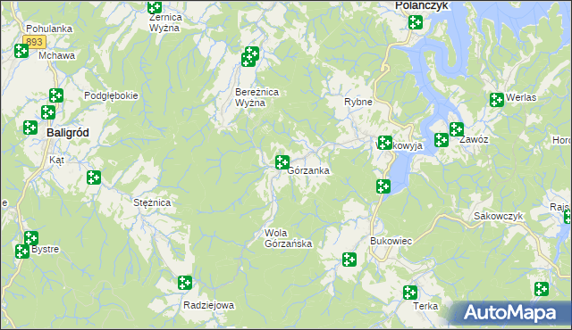 mapa Górzanka, Górzanka na mapie Targeo