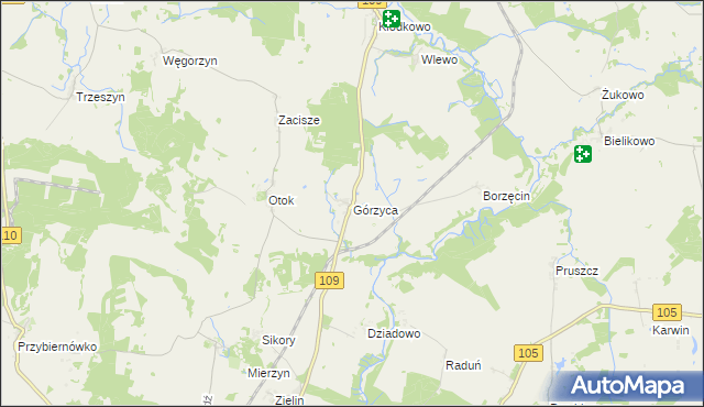 mapa Górzyca gmina Gryfice, Górzyca gmina Gryfice na mapie Targeo