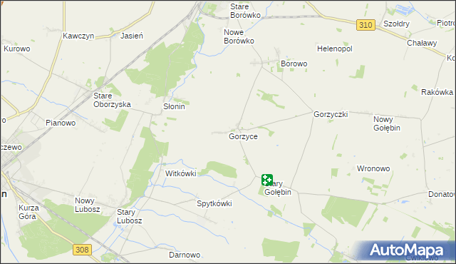 mapa Gorzyce gmina Czempiń, Gorzyce gmina Czempiń na mapie Targeo