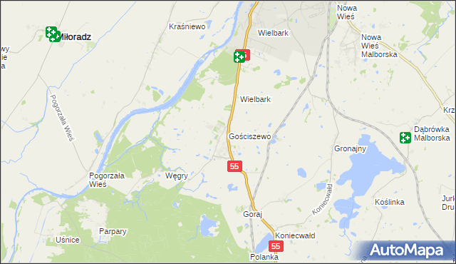 mapa Gościszewo, Gościszewo na mapie Targeo