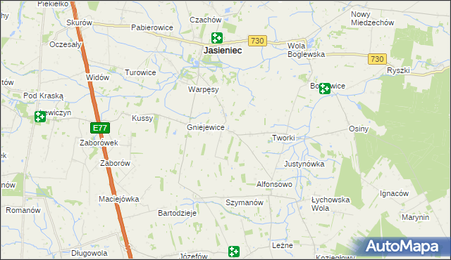 mapa Gośniewice gmina Jasieniec, Gośniewice gmina Jasieniec na mapie Targeo
