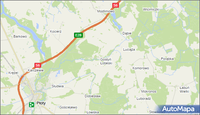 mapa Gostyń Łobeski, Gostyń Łobeski na mapie Targeo