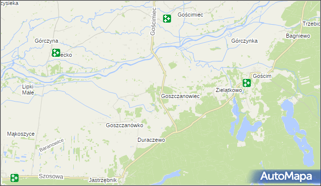 mapa Goszczanowiec, Goszczanowiec na mapie Targeo