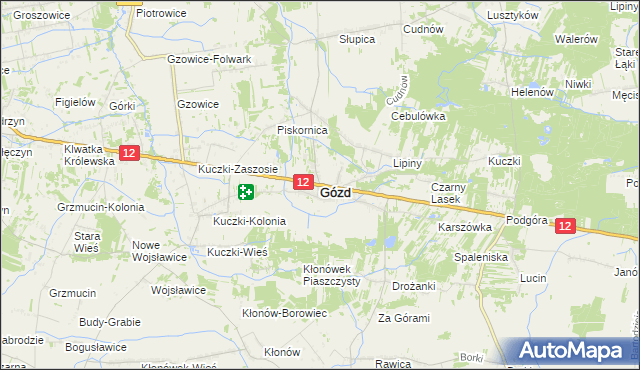 mapa Gózd powiat radomski, Gózd powiat radomski na mapie Targeo