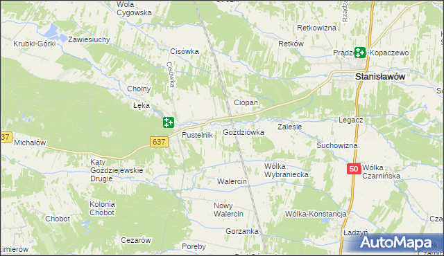 mapa Goździówka, Goździówka na mapie Targeo