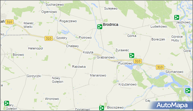 mapa Grabianowo gmina Brodnica, Grabianowo gmina Brodnica na mapie Targeo